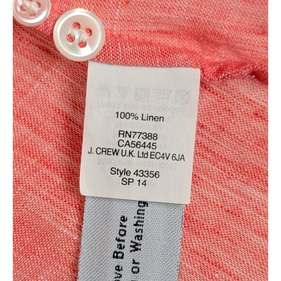 J. Crew Perfect Women's Linen Button Down Shirt Size 4 Coral - Picture 10 of 12